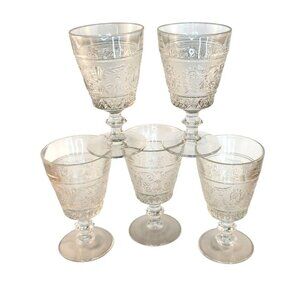 One Vintage Duncan Miller Sandwich Glass Water Goblets  8oz.  Pattern 41